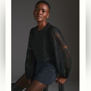 The Odells Jenna Lace Sleeve Sweatshirt NWT Anthropologie